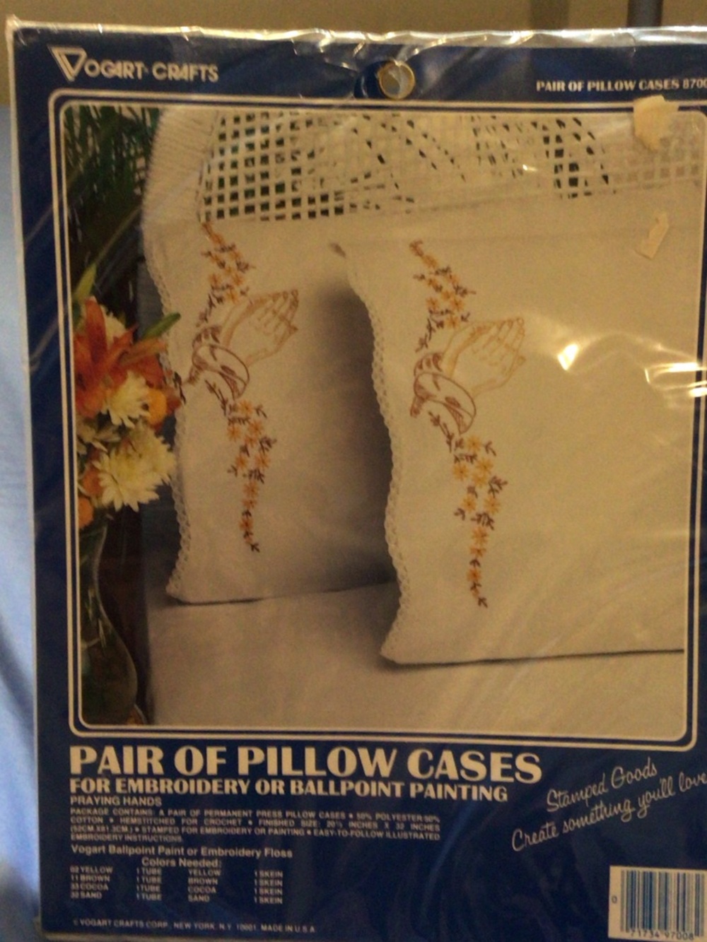 Vogart Crafts Pair Praying Hands Pillowcases For Embroidery or Ballpoint